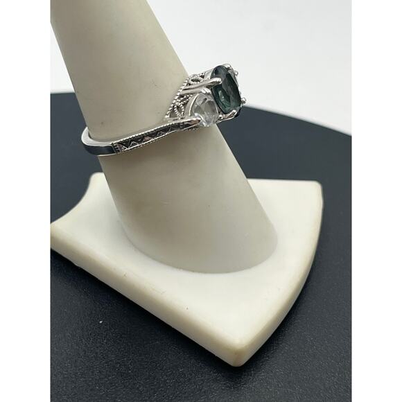 RJ Graziano Designer Vintage Sterling Silver‎ Blue White Topaz Ring Size 8.5 - Picture 2 of 10